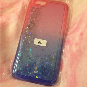 iPhone 6 floating glitter case bling pink/blue NWT